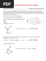 PHYS 101 - General Physics I Final Exam Solutions: Duration: 150 Minutes Saturday, 4 January 2020 09:00