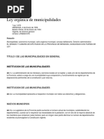 Ley Orgánica de Municipalidades PDF