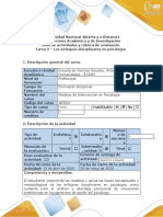 Guía de Actividades y Rúbrica de Evaluación - Tarea 3 - Los Enfoques Disciplinares en Psicología