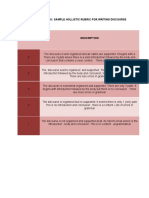 Performance Task: Sample Hollistic Rubric For Writing Discourse