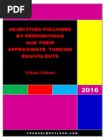 Adjectives Followed by Prepositions and Their Approximate Turkish Equivalents