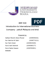 Introduction To International Business (Company: Yakult Malaysia SND BHD)