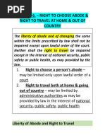 Section 6. - Right To Choose Abode & Right To Travel at Home & Out of Country