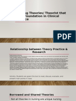 Nursing Theories/ Theorist That Have Foundation in Clinical Practice