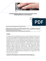 Las Habilidades Blandas Del Psicologo Clinico en Su Intervencion en La Salud Publica