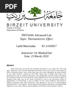 PHYS430: Advanced Lab Laith Marzouka ID: Dr. Khaled Eid: Topic: Thermoelectric Effect