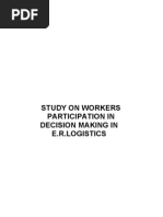 Study On Workers Participation in Decision Making in E.R.Logistics