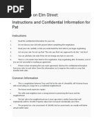 The House On Elm Street: Instructions and Confidential Information For Pat