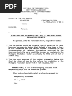 Joint Motion To Refer The Case To The Philippine Mediation Center