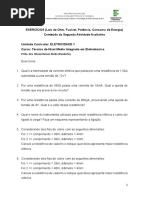 Exercícios (Leis de Ohm, Potência, Fusível e Consumo de Energia)