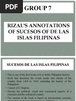 Group 7: Rizal'S Annotations of Sucesos of de Las Islas Filipinas