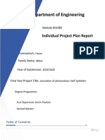 Department of Engineering: Individual Project Plan Report