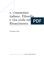 GARIN Eugenio L Umanesimo Italiano Filosofia e Vita Civile Nel Rinascimento Roma Bari Laterza 1986 PDF