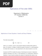 Applications of First Order Odes: Department of Mathematics Iit Guwahati (Shb/Su)