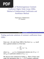 Solutions of Nonhomogeneous Constant Coefficient Higher Order Linear Odes: Method of Undetermined Coefficients and Annihilator Method