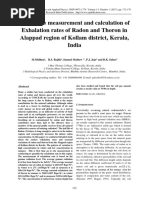 The in Situ Measurement and Calculation of Exhalation Rates of Radon and Thoron in Alappad Region of Kollam District, Kerala PDF