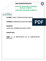 4.1 LA IMPORTANCIA DE LA COMUNICACION EFECTIVA Candy Y. Rosique G.