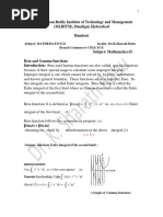 BETA and Gamma Functions Hand Out UNIT - II