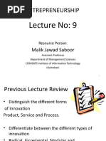 Entrepreneurship: Lecture No: 9