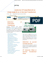 Current Transformer CT Class Ratio Error Phase Angle Error in Current Transformer - Electrical Engineering