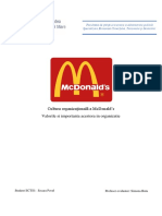 Cultura Organizațională A Mcdonald'S Valorile Si Importanta Acestora in Organizatie