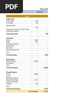 Balance Sheet: Name: Mary Sky