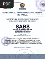 Gobierno Autónomo Departamental de Tarija: Documento Base de Contratación para Contratación de Obras