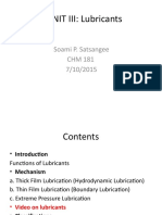 UNIT III: Lubricants: Soami P. Satsangee CHM 181 7/10/2015