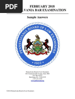 February 2018 Pennsylvania Bar Examination: Sample Answers