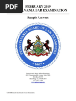 February 2019 Pennsylvania Bar Examination: Sample Answers