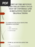 Audit of The Revenue and Collection Cycle: Test of Controls and Substantive Test of Transactions