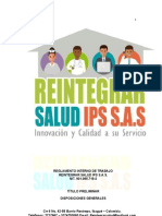 Reglamento Interno de Trabajo Reintegrar Salud Ips S.A.S. NIT. 901.095.719-2