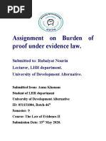 Assignment On Burden of Proof Under Evidence Law