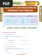 Adición y Sustracción de Números Naturales para Resolver Quinto Grado de Primaria