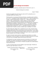 Ejemplo de Acta de Entrega de Inventario