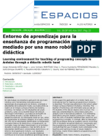 Entorno de Aprendizaje para La Enseñanza de Programación en Arduino Mediado Por Una Mano Robótica Didáctica