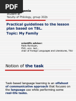 Practical Guidelines To The Lesson Plan Based On TBL. Topic: My Family