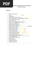 Lista de Materiales Tarde