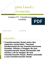 Algebra Lineal y Geometría.: Unidad Nº7: Transformaciones Lineales