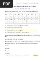 Đề Tuyển Sinh Lớp 10 Môn Tiếng Anh