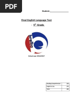 Final English Language Test Grade: Student