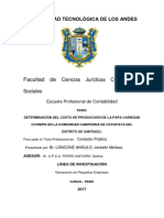 Determinación Del Costo de Producción de La Papa Variedad Ccompis en La Comunidad Campesina de Occopata