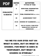 March Dates Activities: Evaluatio N Month