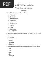 Unit Test 6 Group A Vocabulary and Grammar