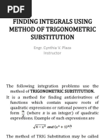 Finding Integrals Using Method of Trigonometric Substitution