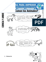 Ficha de Que Comen Los Anmales para Segundo de Primaria