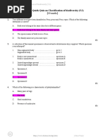 Bioknowledgy Quick Quiz On Classification of Biodiversity (5.3)