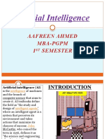 Artificial Intelligence: Aafreen Ahmed Mba-Pgpm 1 Semester