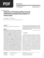 Delusiones of Technical Alien Control A Phenomenological Description of Three Cases