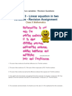 Linear Equation in Two Variables